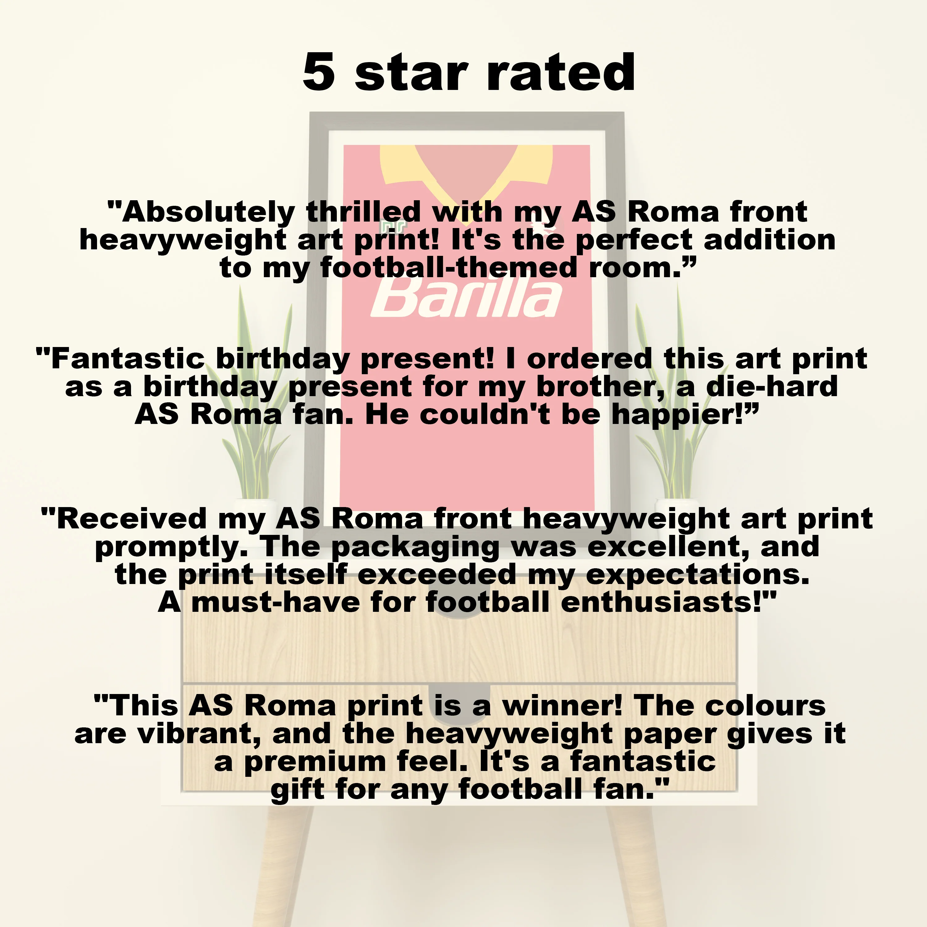 AS Roma (Front) Heavyweight Art Print - Football Post - Perfect Gift - Birthday Present for Him - Image 5