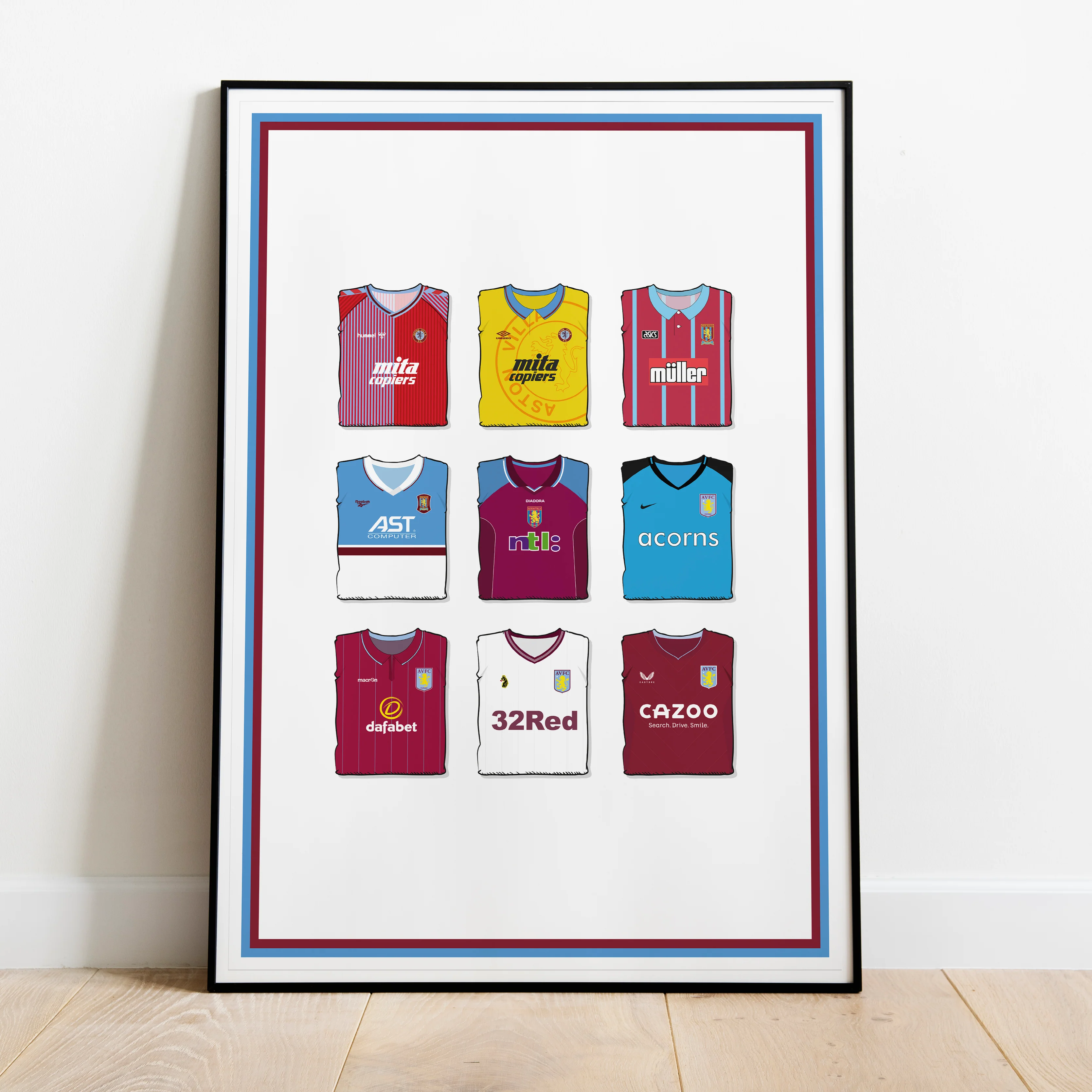 Aston Villa Collection Heavyweight Art Print - Football Post - Perfect Gift - Birthday Present for Him