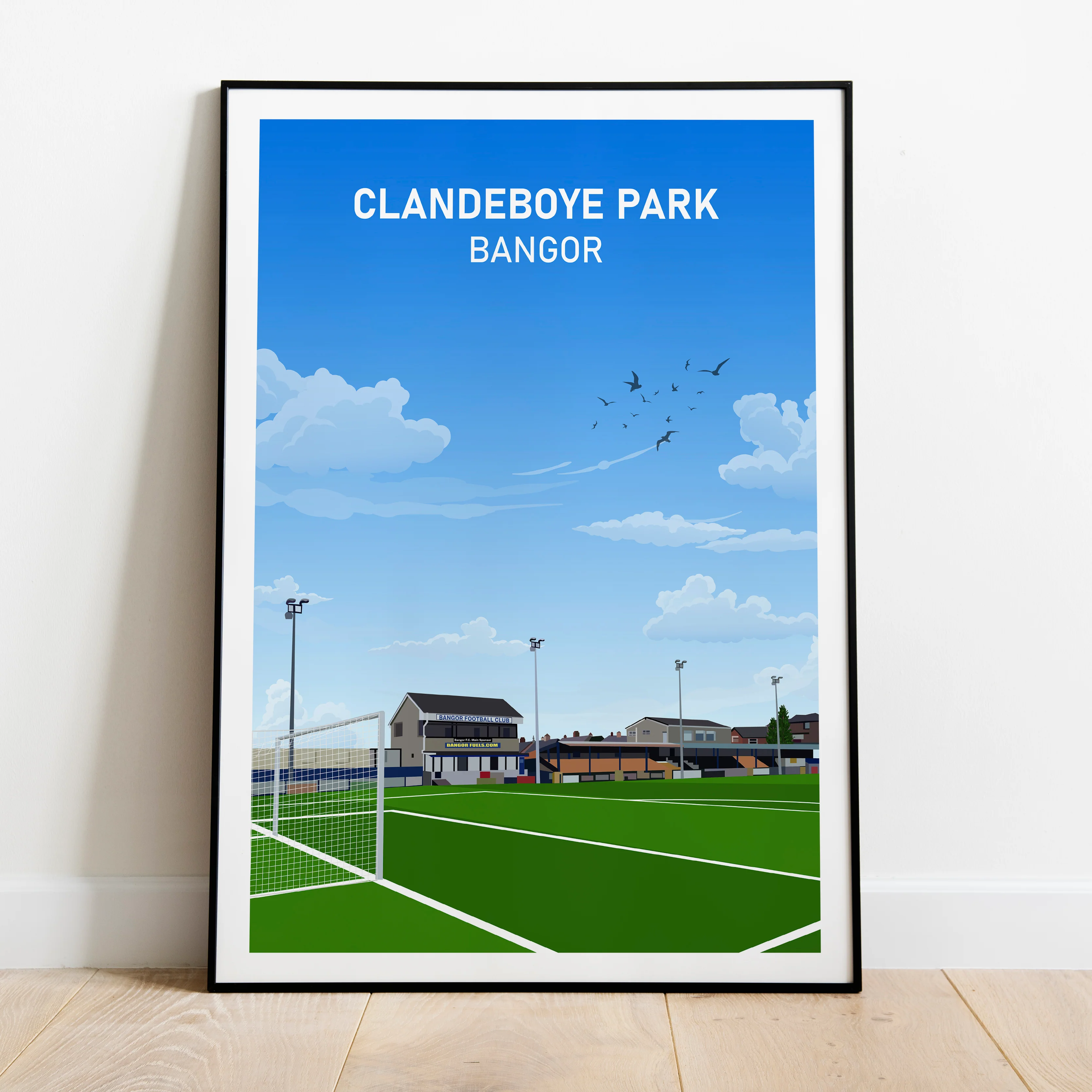 Bangor FC Clandeboye Park Heavyweight Art Print - Football Post - Perfect Gift - Birthday Present for Him