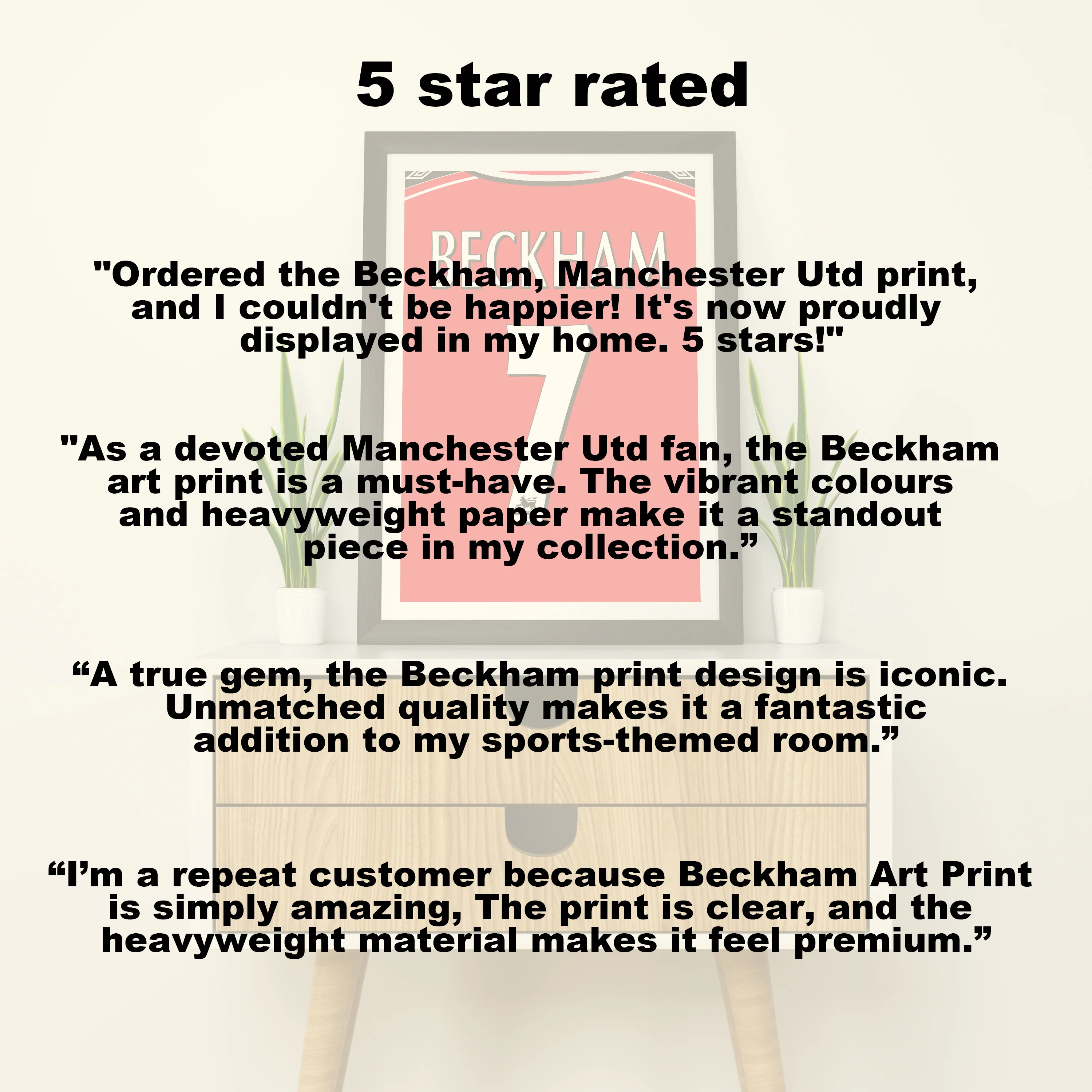 Beckham Manchester Utd (Back) Heavyweight Art Print - Football Post - Perfect Gift - Birthday Present for Him - Image 5