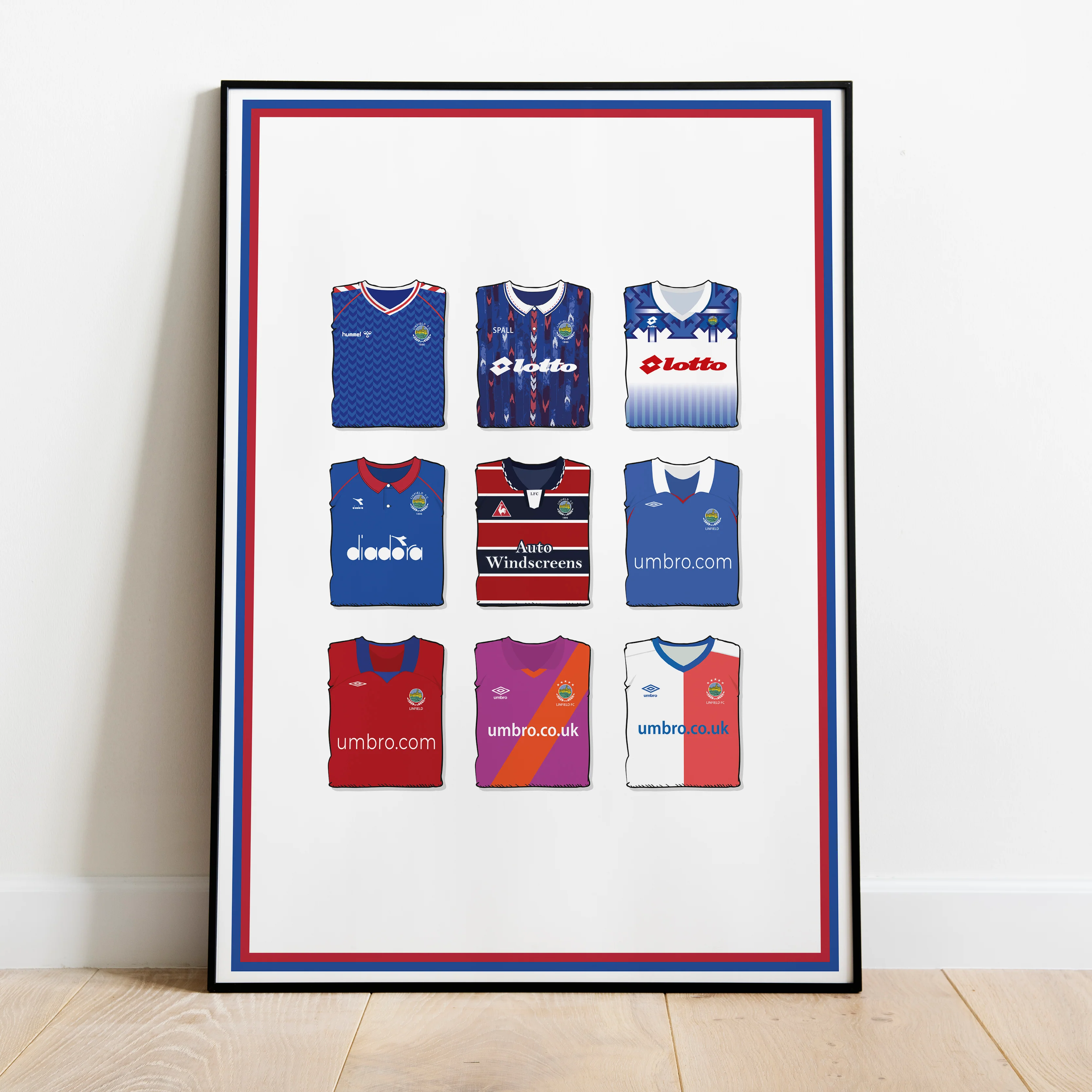 Linfield Heavyweight Art Print - Football Post - Perfect Gift - Birthday Present for Him
