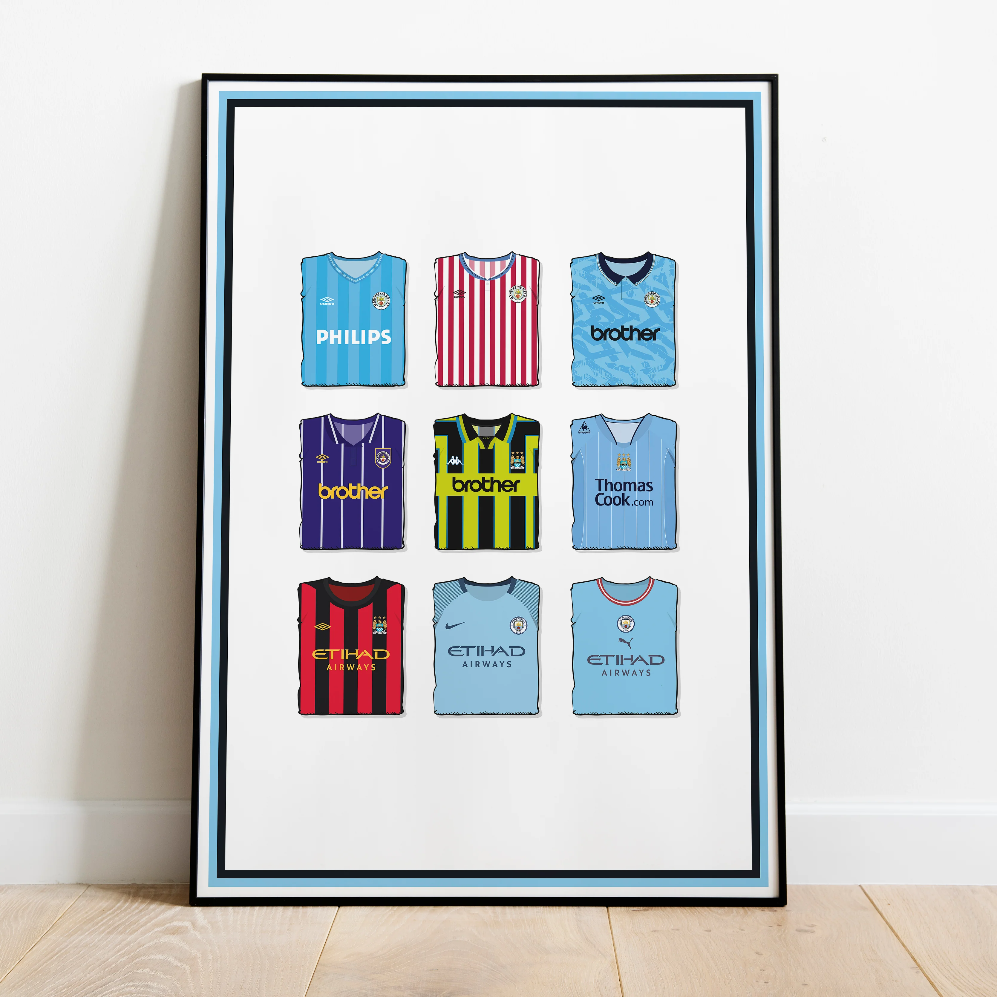 Manchester City Collection Heavyweight Art Print - Football Post - Perfect Gift - Birthday Present for Him