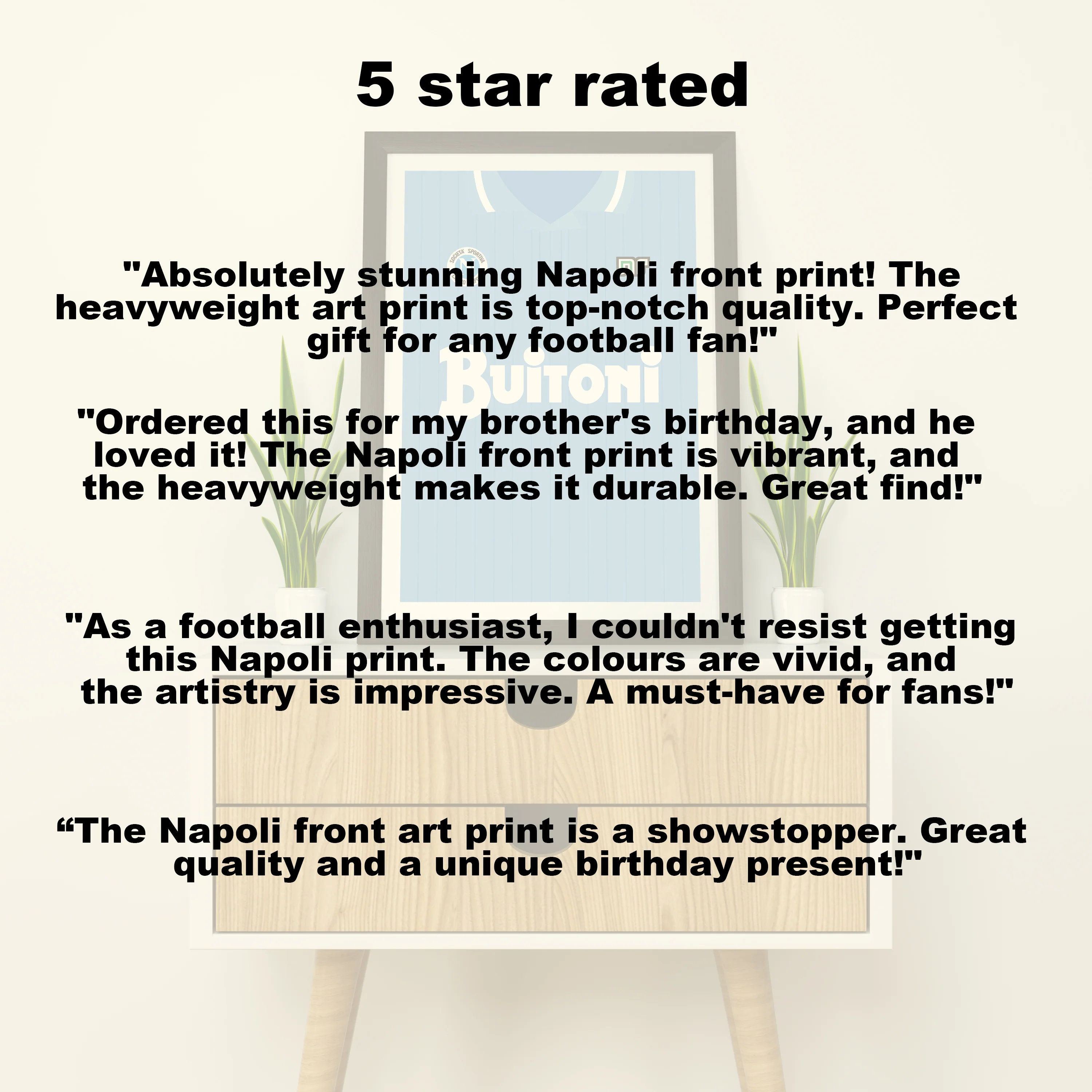 Napoli (Front) Heavyweight Art Print - Football Post - Perfect Gift - Birthday Present for Him - Image 5