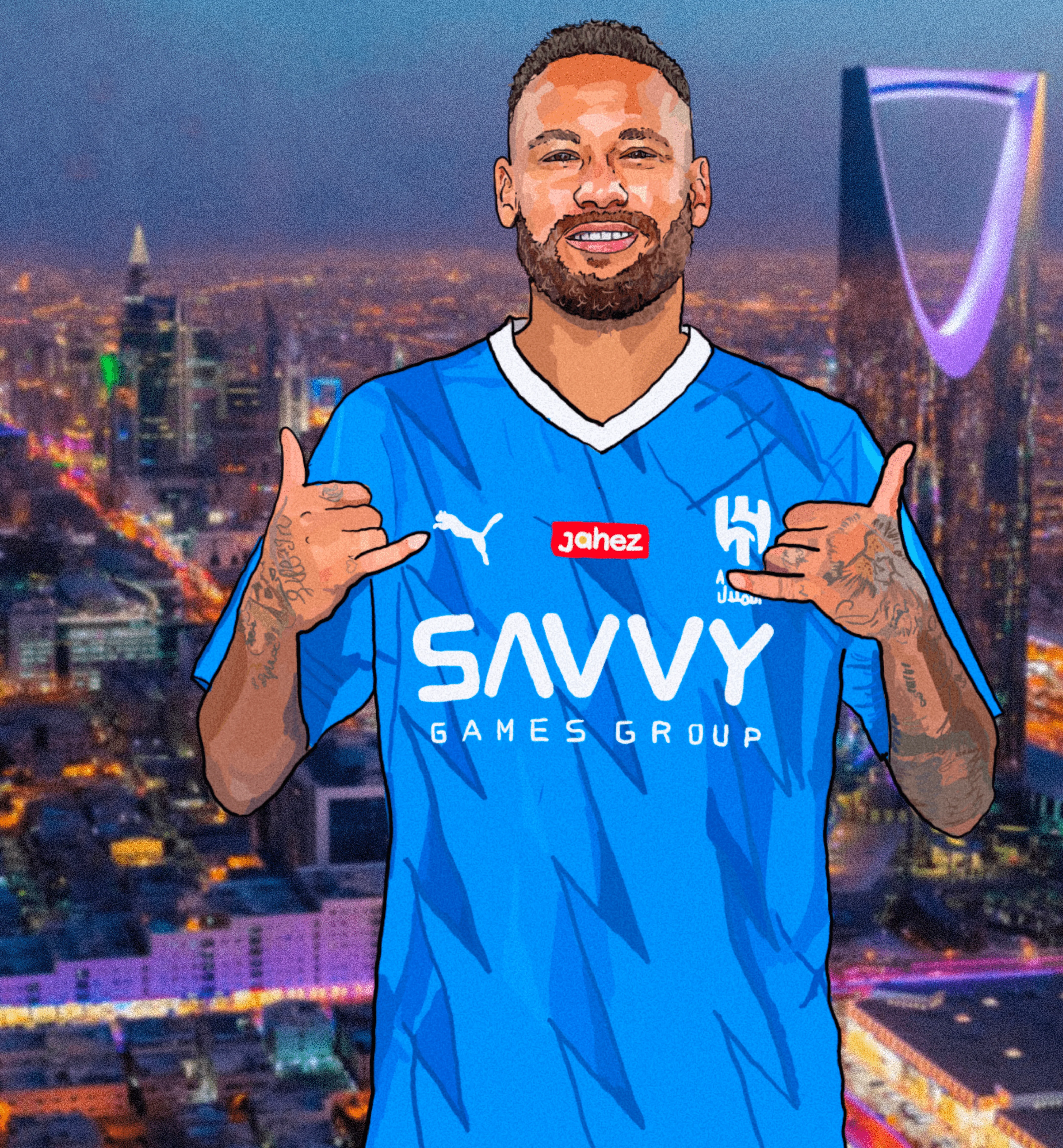 Neymar Al Hilal Art Heavyweight Art Print - Football Post - Perfect Gift - Birthday Present for Him - Image 2