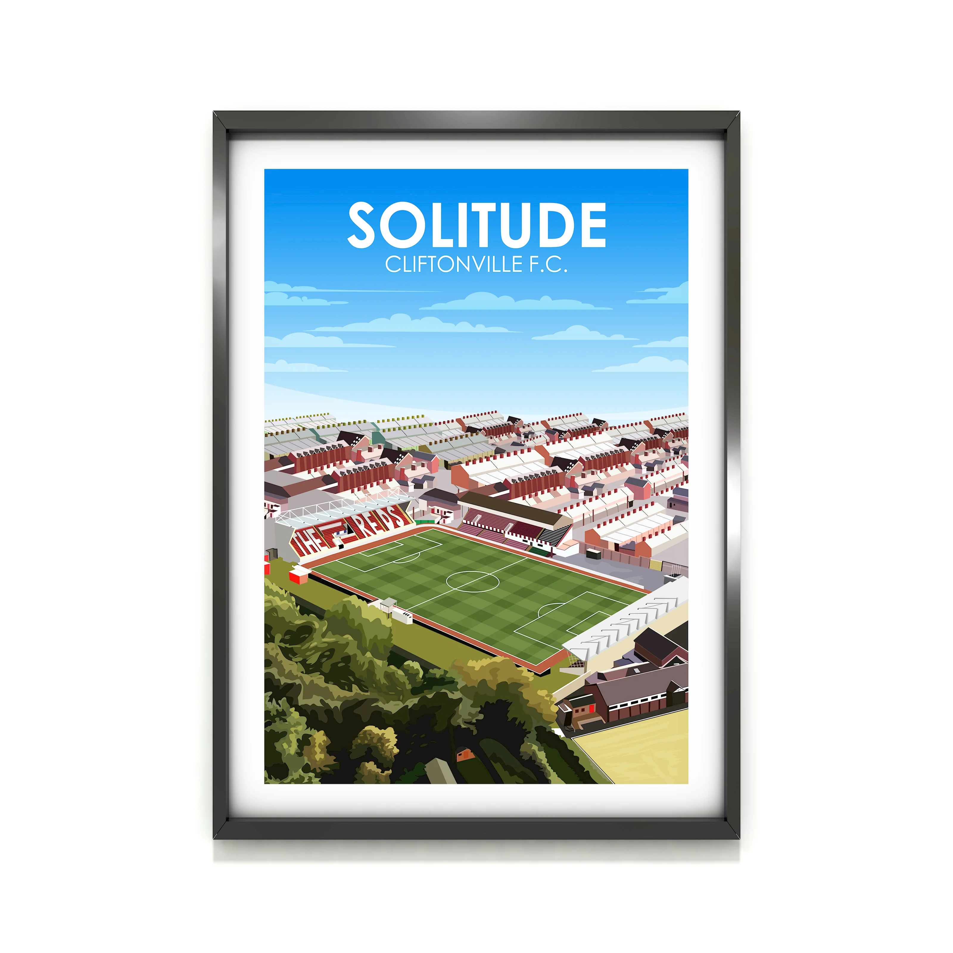 Solitude Cliftonville FC Heavyweight Art Print - Football Post - Perfect Gift - Birthday Present for Him - Image 2